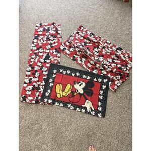 Vintage Mickey Mouse Disney Twin Sheet Set Black/Red Fitted Flat Pillow Cases